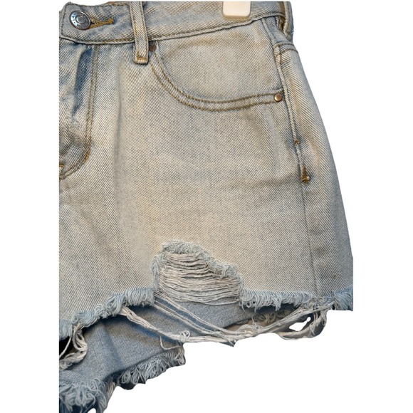 Pacsun Shorts Women's Size 25 High Rise Cut-Off Denim Distressed 5 Pockets Lt. B - Picture 3 of 9